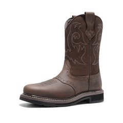 NORTIV 8 Men Steel Toe Boots Western Boots Square Toe Mid Calf Work Boots