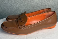 Chaps Cerra Loafers Driving Moccasins Slip On Shoes Tan Brown Orange Preppy 10 B