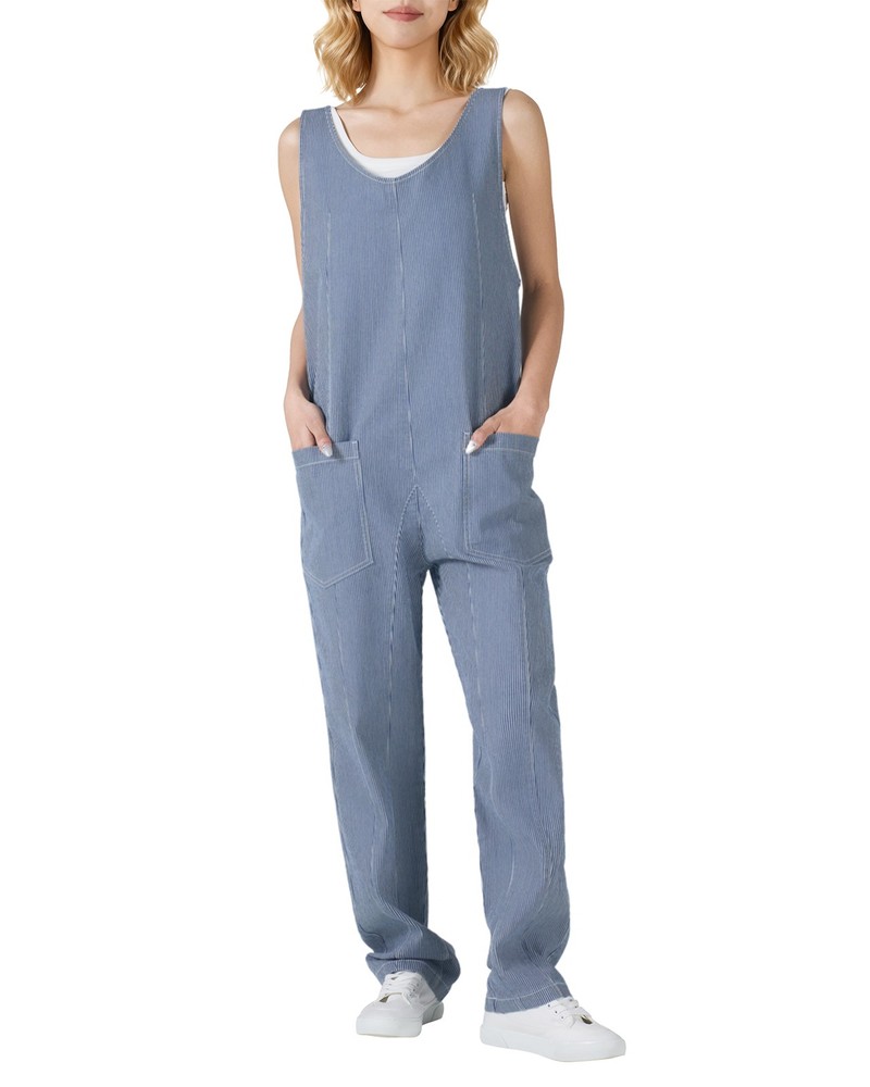 HISEA Women Loose Fit Denim Jumpsuit Harem Pants Casual Romper Baggy Overalls