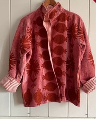 Handmade Red Velvet Embroidered Jacket Boho Floral Festival Wear