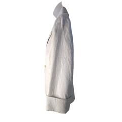 Cole Haan Ivory Silver Print Jacket Sz8 Silver Threaded Floral single button