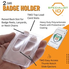 Heavy Duty Dual Card Holder Rigid Polycarbonate Vertical Clear Hard Plastic 2 Pa