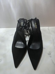 ALDO Black Polyurethane Pointed Toe Lace-Up Slingback Stiletto Heels 7M