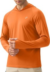 Men’s UPF 50+ Sun Protection Hooded Rash Guard Long Sleeve Shirt for Fishing
