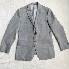 Banana Republic Mens 2pc Tailored Fit Suit 38S 32W 100% Wool Glen Plaid Gray