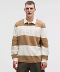 Lululemon Long-Sleeve Rugby Polo Shirt Men’s L Striped Camel Coconut LM3GCHS