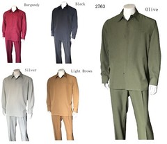 Men’s Long sleeves casual suit Jacket with Pants 5 colors, Polyester, M2763