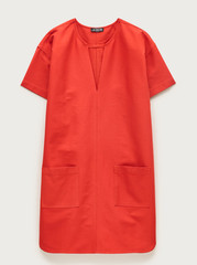 J Crew Patch-pocket pullover dress structured cotton poplin NWT M Medium Orange