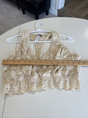 Cosabella XL Lace Bralette Pull Over Racer Back Gold Brown Tan Beige Dainty NEW