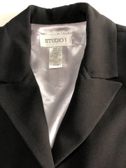 Studio I Women’s 2Piece Suit Set Long 3Button Jacket & Sheath Dress Black Size14
