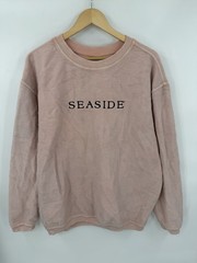 Seaside Florida Blue Chicka-D Ribbed Crewneck Sweatshirt Small Pullover Pink