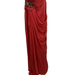 Shoulderless Mermaid Ball Dress with Pleated Layered Front Slit Evening Gown