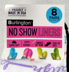 8 Pairs Ladies Burlington No Show Liner Socks Cotton Colorful Shoe Sz 4-10