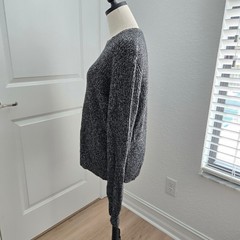 Equipment Femme Shane Cashmere Marled Crewneck Sweater Black Ivory Large NWT