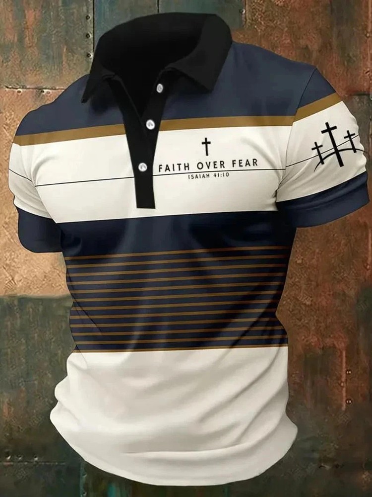 Faith Over Fear Christian Golf Polo Shirt For Men