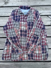 Vintage Liz Claiborne Men’s Plaid Patchwork Woven Cotton Button-Front Shirt M