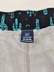 George Swim Trunks Mens 3XL Cactus Black Neon Blue Lined Beach Casual Pockets ^