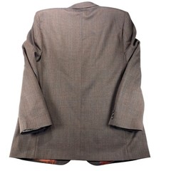 Alan Flusser Sport Coat Blazer Mens 44 L Brown Windowpane 100% Worsted Wool