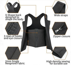 Men Neoprene Sauna Sweat Vest Body Shaper GYM Waist Trainer Fat Burner Shapewear