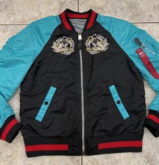 NEW NWOT Womens S Alpha Industries MA-1 Bomber JAPAN SOUVENIR Reversible Jacket