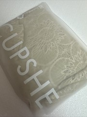 CUPSHE Eyelet Long Sleeve Top Hollow Out Crochet Lace Embroidered Blouse BEIGE L