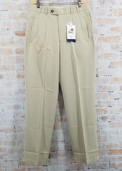 NWT Cutter & Buck Gabardine Microfiber Cuffed Trousers Sand Mens 30 x 32 Pleated