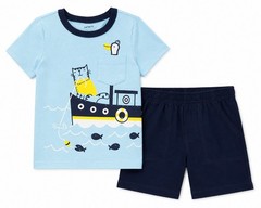 Carter’s Baby Boys’ 2-Piece Boat Snow Yarn Tee & Poplin Short Set 24 Months