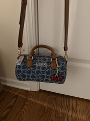 Guess Monogram Denim Anessa Purse