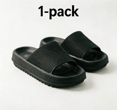 Black Textured Cloud Slides EU 40 USW8.5/M7 Non-Slip Thick Sole House Slippers