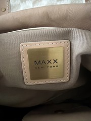 Maxx New York CreamLeather Buckle Front Zipper Closure Gold Hardware