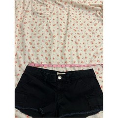 vintage black mudd low rise cargo mini shorts
