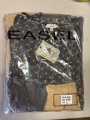 ED27367 Teal Khaki Patchwork Washed Cotton Gauze Dress