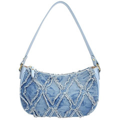WTYPOPK Blue Jean Purse, Quilted Denim Purses 10.6 x 3.1 x 5.5 inches,