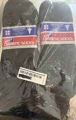 Lot of 2 Packs Rodex Diabetic Socks, 6 Pairs Total – Black – Size 10-13 NEW
