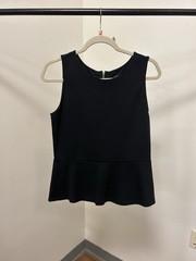 #4 Ann Taylor Loft Size Small Black Tank zip Up Back Sleeveless W Ruffle Bottom