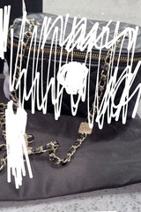 Women’s Black Quilted Small Shoulder Bag, Detachable Chain Strap, Zip, Gold