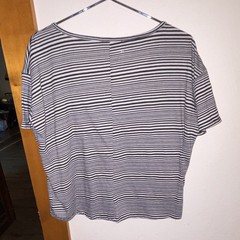Charlotte Russe Women’s Black/White Striped Scoop Neck Pocket Tee Size M