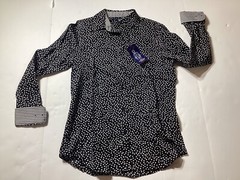 Women’s CHAPS NO IRON BLACK WHITE POLKA DOT BUTTON-UP TOP SHIRT SZ SMALL NEW