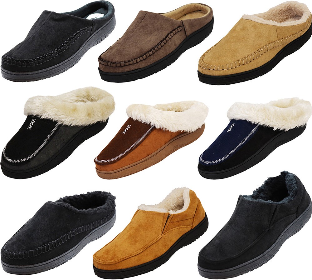 Norty Shoe New Mens Slippers Men’s Lightweight Slip-On House Casual Faux Suede