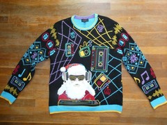 Mens Large Blizzard Bay Ugly Christmas Sweater DJ SANTA Clubbing Sweater Shirt
