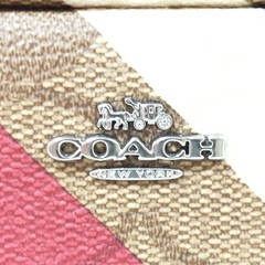 Coach Striped Sig Mini Pouch 1389 Red x BEG Used