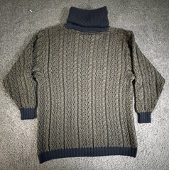 Mondi West Germany Cowl Neck Sweater Mens 50 Medium 80s Jacquard Wool Blend