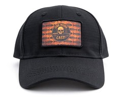 ONE MORE CAST Skull Rods Hat • Tactical Black Fishing Cap • Hook/Loop Closure