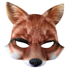 Adult Foam Realistic Printed Wild Animal Costume Mask Accessory Fox Brown