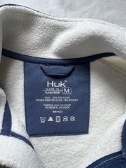 Huk Men’s Full Zip Vest White/Blue Solid Stand-Up Collar Logo Size M