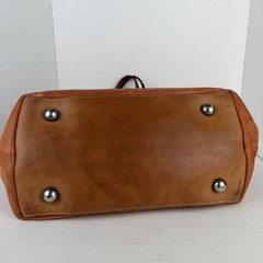Double D Ranch Leather Studded Shoulder Bag Tote Burnt Orange Brown Patina FLAWS