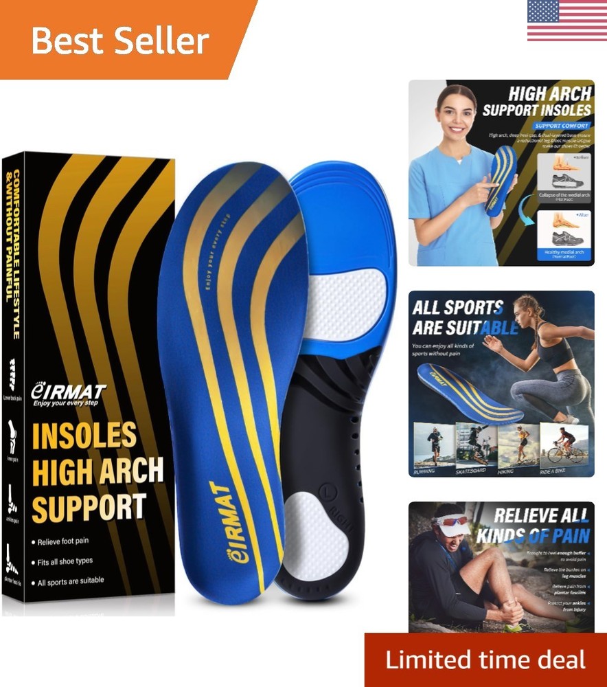 High Arch Support Insoles for Plantar Fasciitis Relief – Shock Absorbing Gel