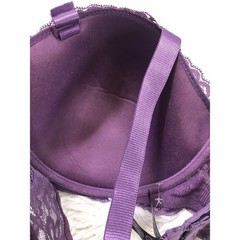 PLUS SZ WOMEN’S Purple Black fuchsia by Secret Lace Full Coverage Bra 44C UW
