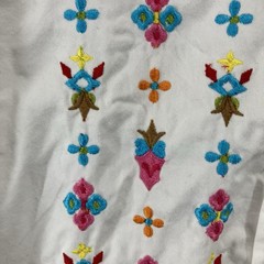 Collections Etc. Women’s White Multicolor Embroidered Button L/S Blouse 2XL