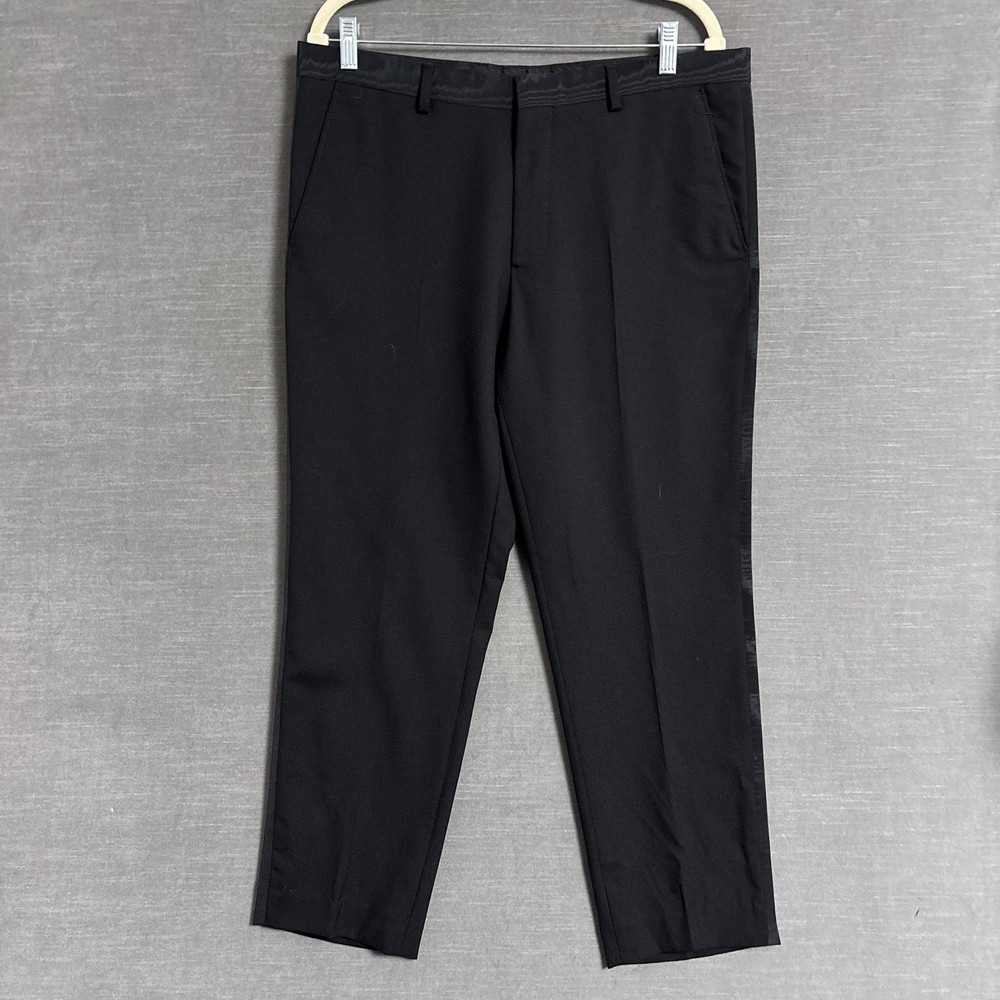 The Kooples Pants 52 Black Slim Tuxedo Dress Trousers Formal Wedding Luxe 34/36